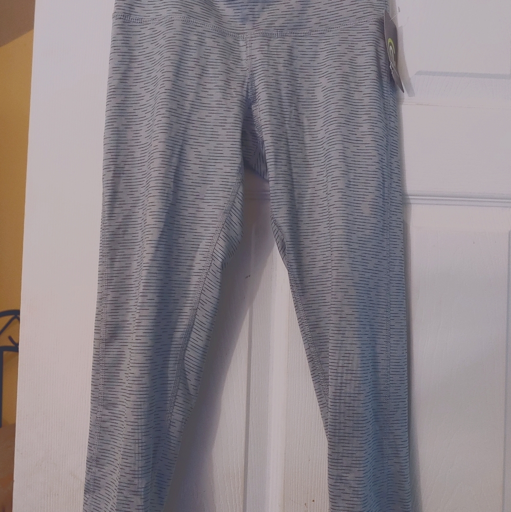 Grey with Black Stripes Capri Leggings